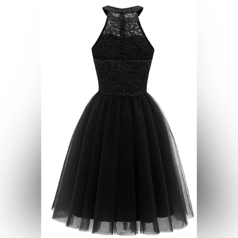 Elegant Lace Halter Dress - in black, white or peach NWT - Picture 3 of 16